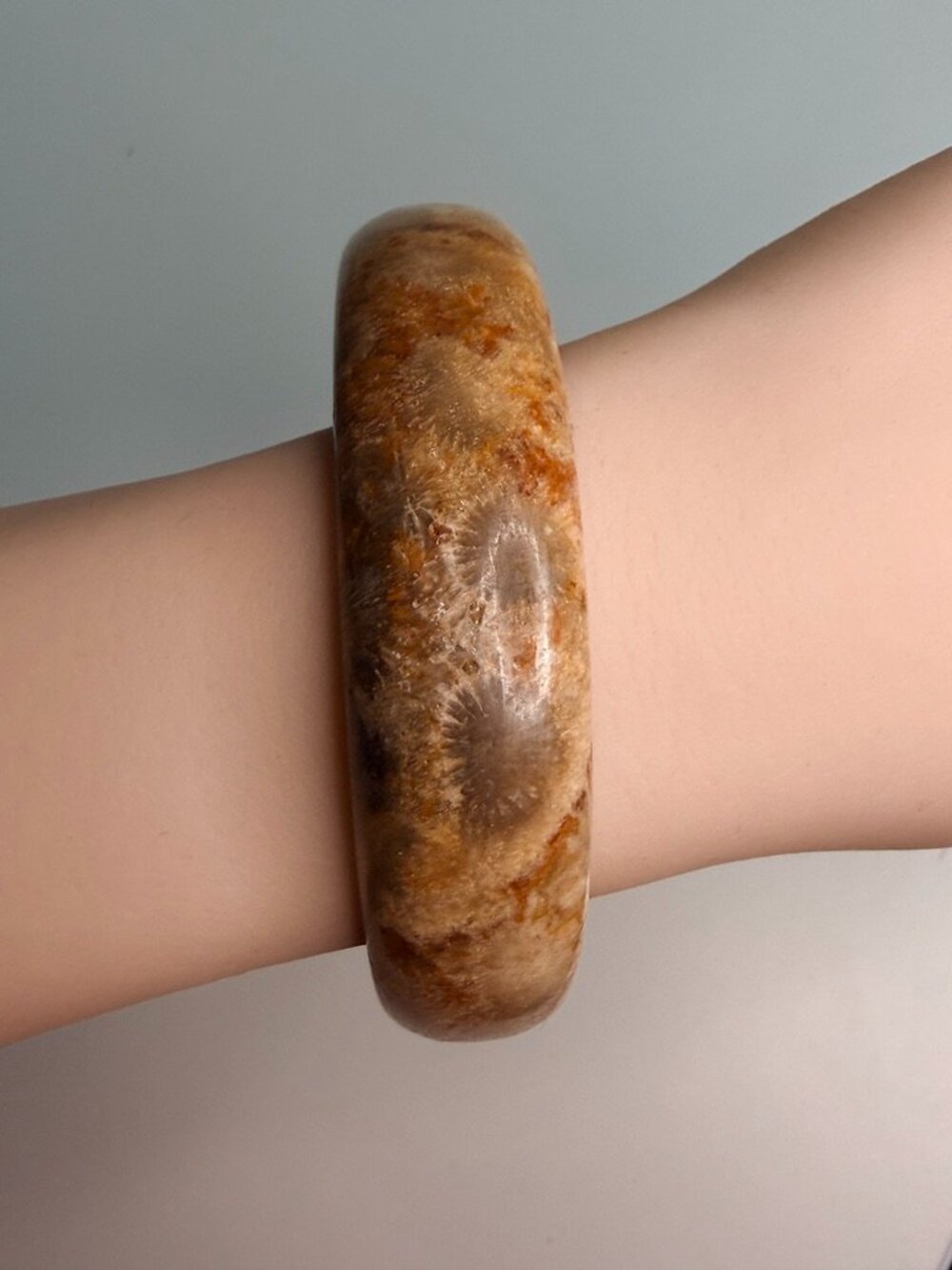 Natural Fossil Coral Bangle – Agatized Coral – Unisex